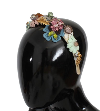 Multicolor Floral Crystal Gold Headband