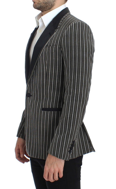 Gray striped slim fit blazer