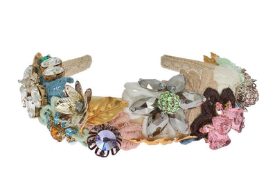 Multicolor Floral Crystal Gold Headband