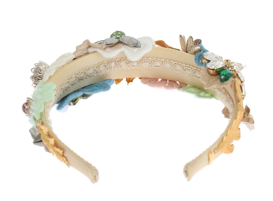 Multicolor Floral Crystal Gold Headband