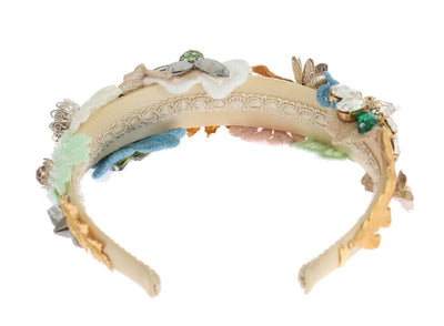 Multicolor Floral Crystal Gold Headband