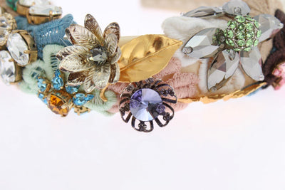 Multicolor Floral Crystal Gold Headband