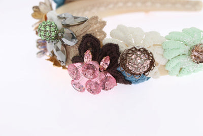 Multicolor Floral Crystal Gold Headband