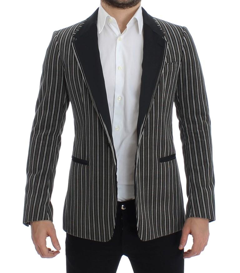 Gray striped slim fit blazer