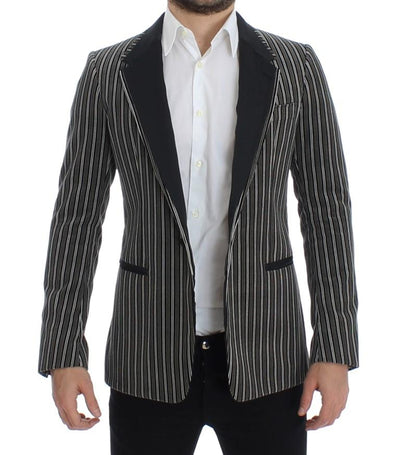 Gray striped slim fit blazer