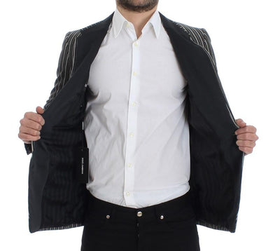 Gray striped slim fit blazer