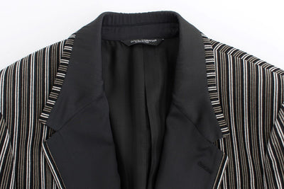 Gray striped slim fit blazer