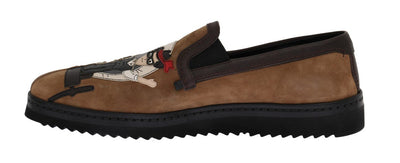 Beige Brown Suede Loafers