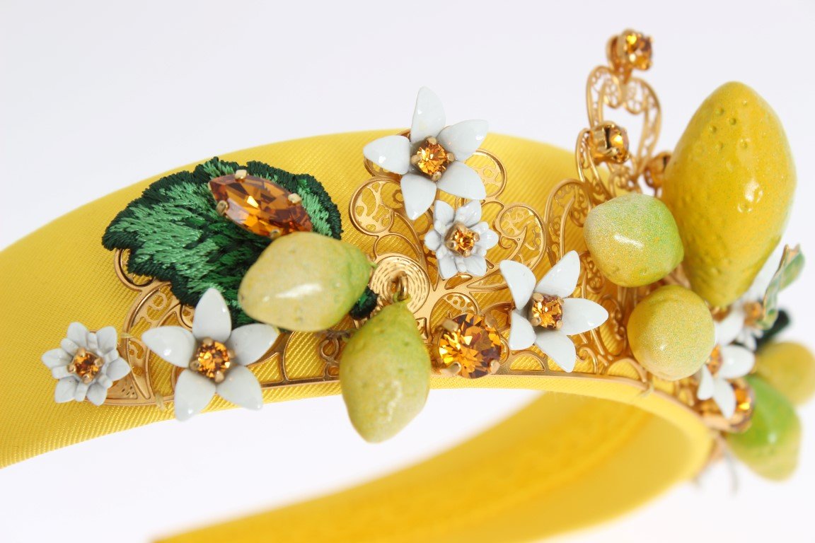 Yellow Sicily Lemon Crystal Floral Headband