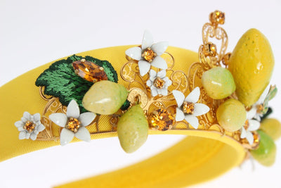 Yellow Sicily Lemon Crystal Floral Headband