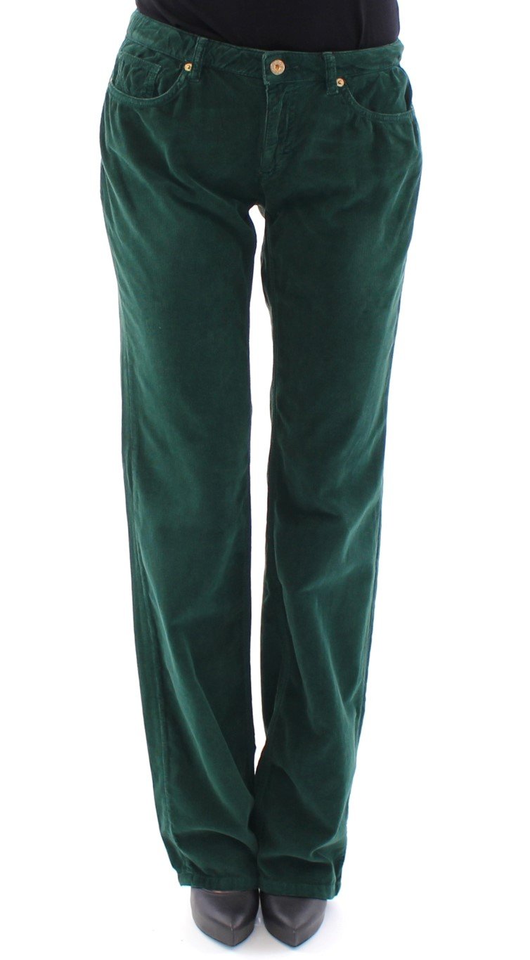 Green Cotton Corduroys Regular Fit Jeans