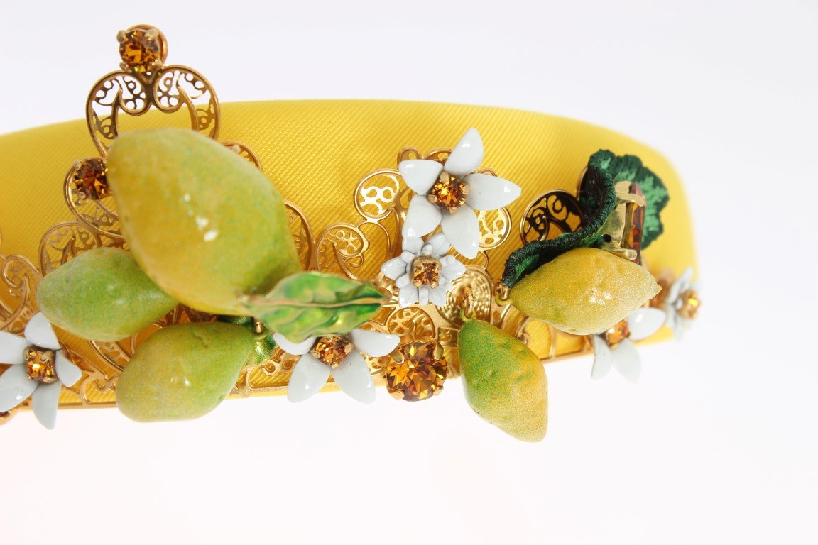 Yellow Sicily Lemon Crystal Floral Headband