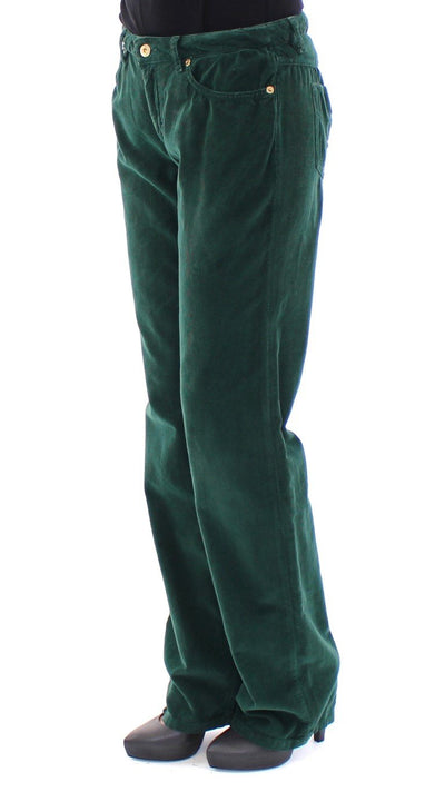 Green Cotton Corduroys Regular Fit Jeans