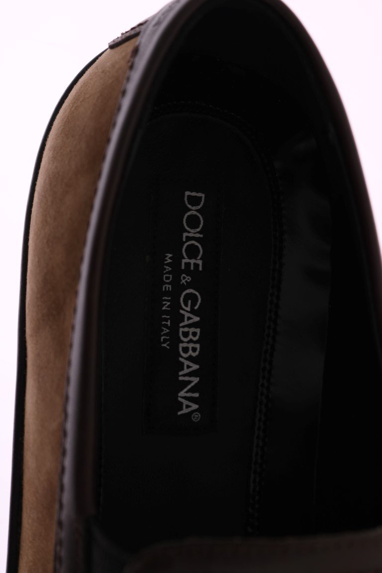 Beige Brown Suede Loafers