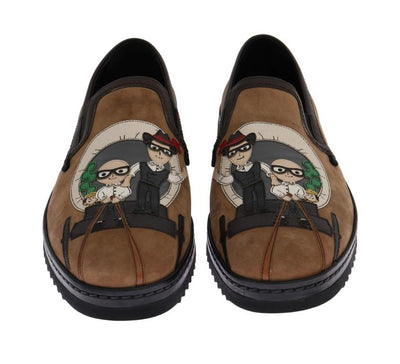 Beige Brown Suede Loafers