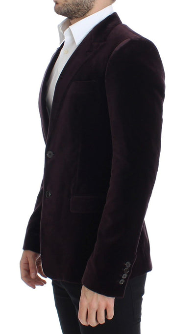 Purple velvet slim fit blazer
