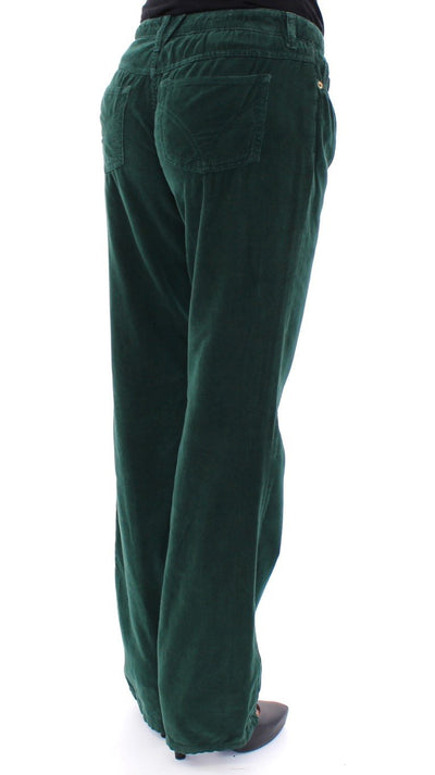 Green Cotton Corduroys Regular Fit Jeans