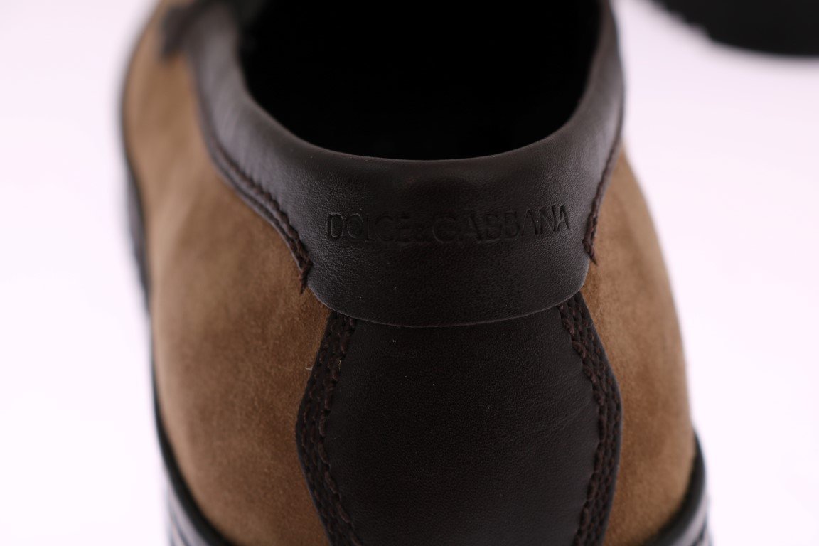 Beige Brown Suede Loafers