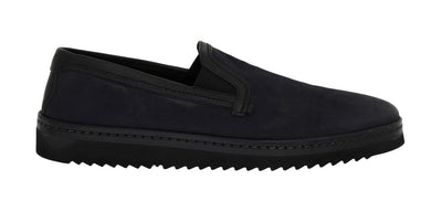 Blue Black Leather Loafers