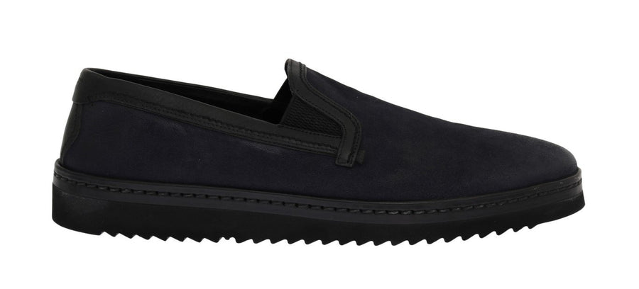 Blue Black Leather Loafers