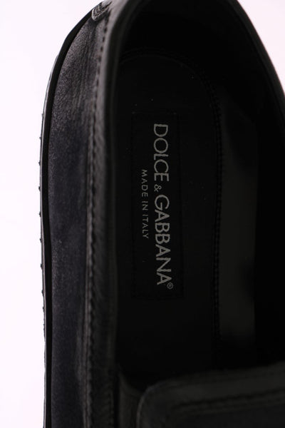 Blue Black Leather Loafers