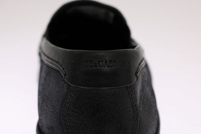 Blue Black Leather Loafers