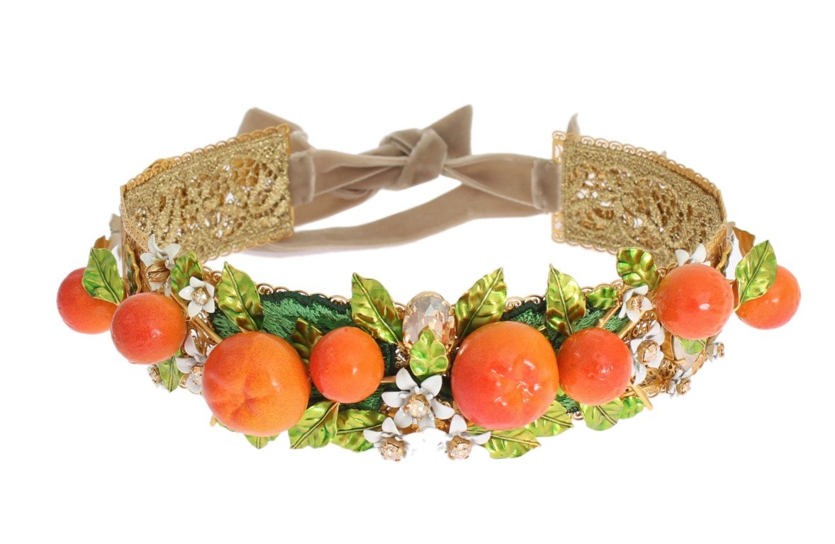 Gold Brass Crystal Sicily Orange ARANCE Tiara