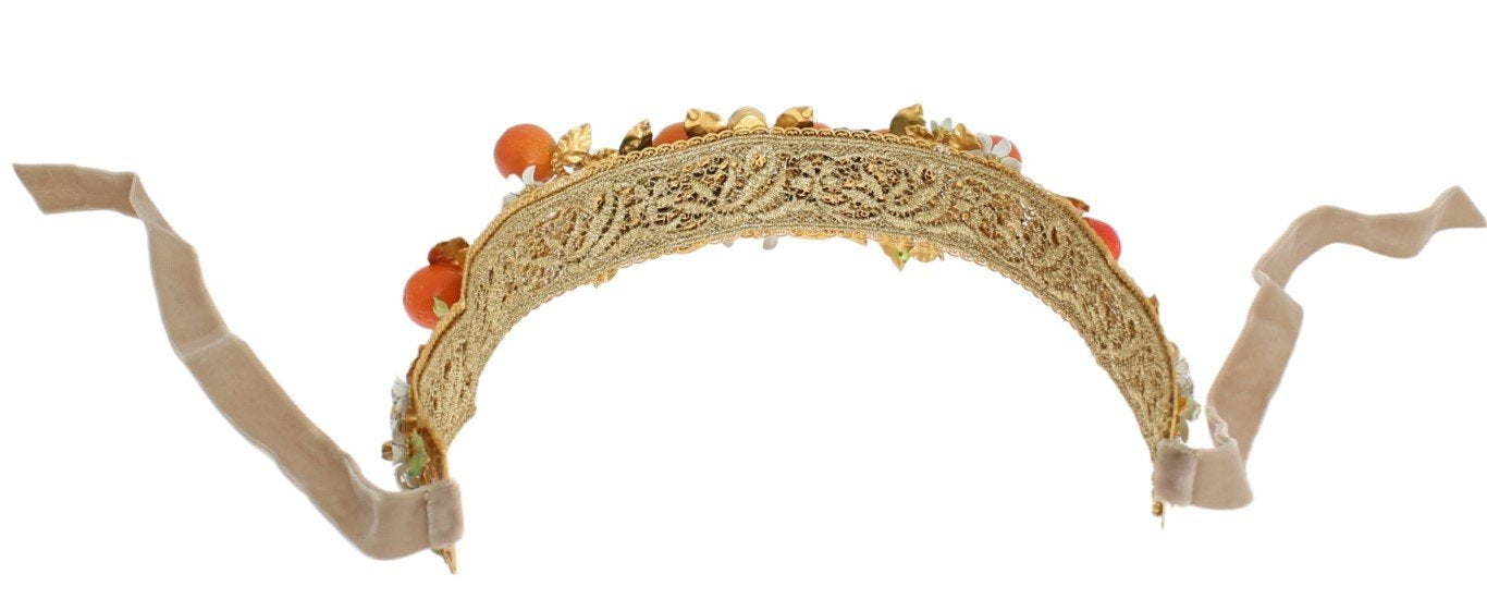 Gold Brass Crystal Sicily Orange ARANCE Tiara