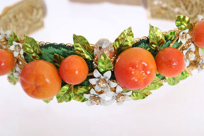 Gold Brass Crystal Sicily Orange ARANCE Tiara