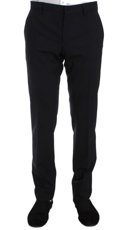 Blue Wool Stretch Dress Pants