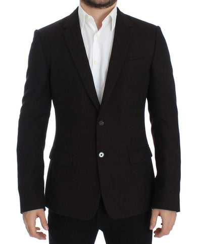 Brown wool slim fit blazer