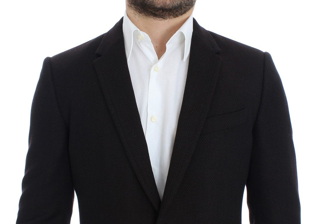 Brown wool slim fit blazer