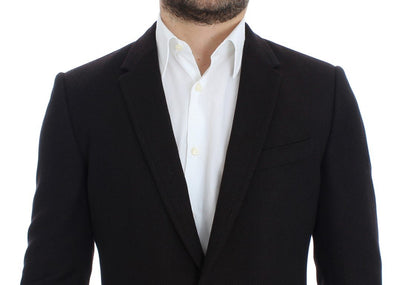 Brown wool slim fit blazer