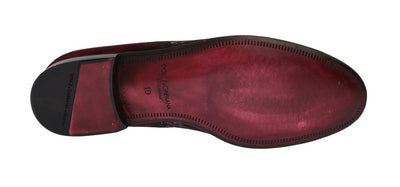 Bordeaux Velvet Roses Floral Loafers