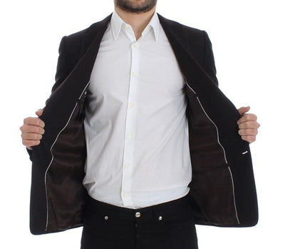 Brown wool slim fit blazer