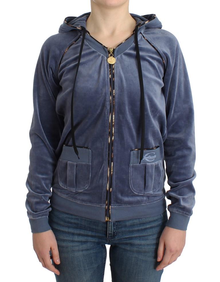 Blue velvet zipup sweater