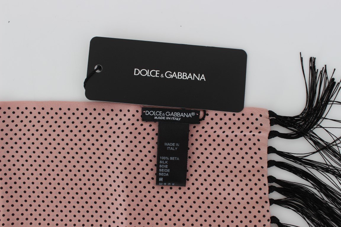 Pink Polka Dotted Silk Scarf