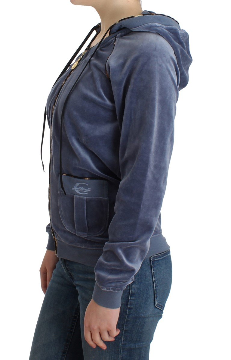 Blue velvet zipup sweater