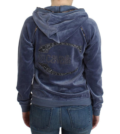 Blue velvet zipup sweater