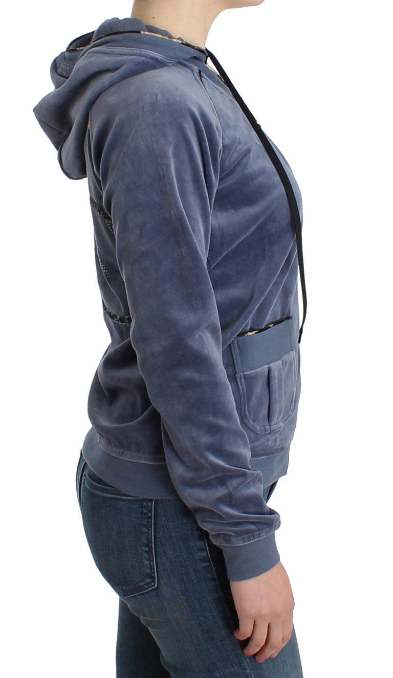Blue velvet zipup sweater