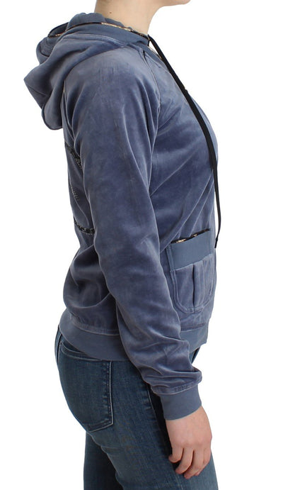 Blue velvet zipup sweater