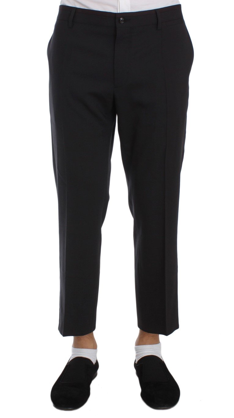 Gray Wool Stretch Cropped Pants