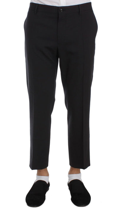 Gray Wool Stretch Cropped Pants