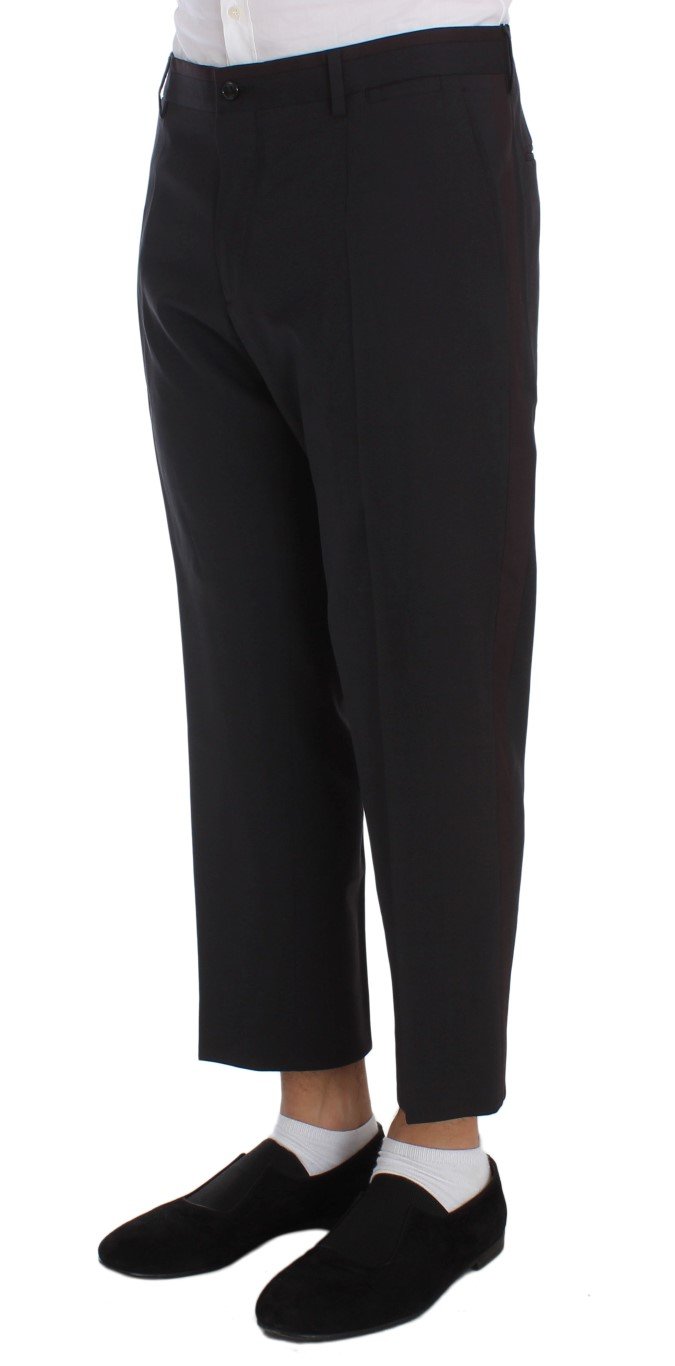 Gray Wool Stretch Cropped Pants