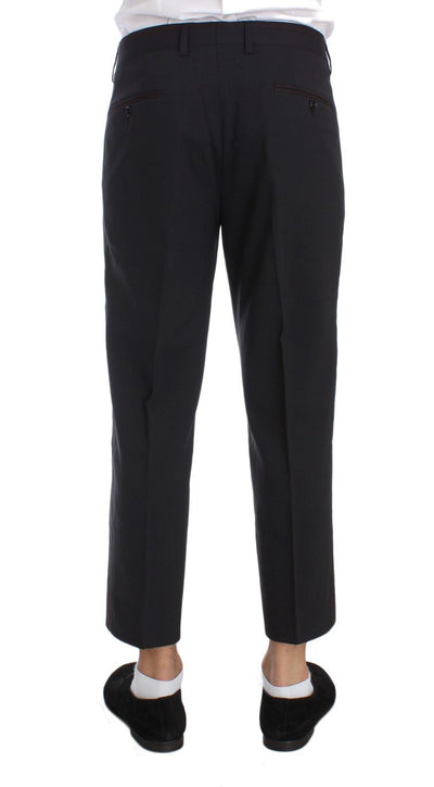 Gray Wool Stretch Cropped Pants
