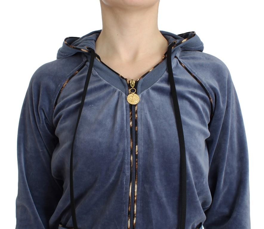 Blue velvet zipup sweater