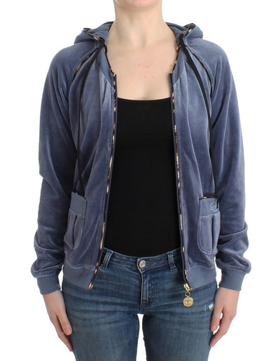 Blue velvet zipup sweater