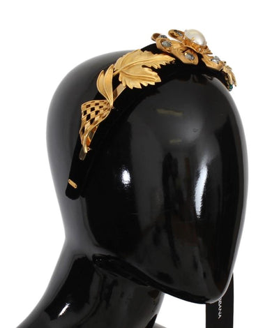 Black Velvet Crystal Gold Tiara Headband