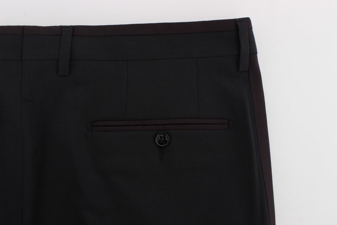 Gray Wool Stretch Cropped Pants