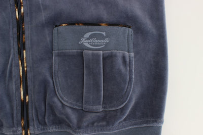 Blue velvet zipup sweater